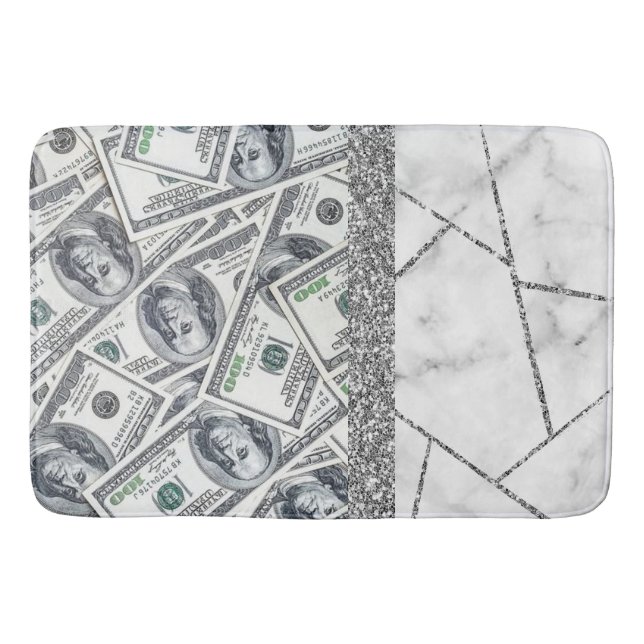 Tapis De Bain Luxe Dollars Argent Intérieur Marbre Parties scint (Devant)