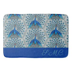 Tapis De Bain Luxe Monogram Turquoise Turquoise Blue Peacock Mot