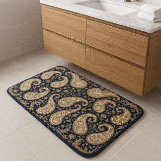 Tapis De Bain Luxe Orné Doré Vintage Paisley Patrimoine de Perse