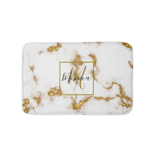 Tapis De Bain Luxe royal élégant Marble Gold monogramme