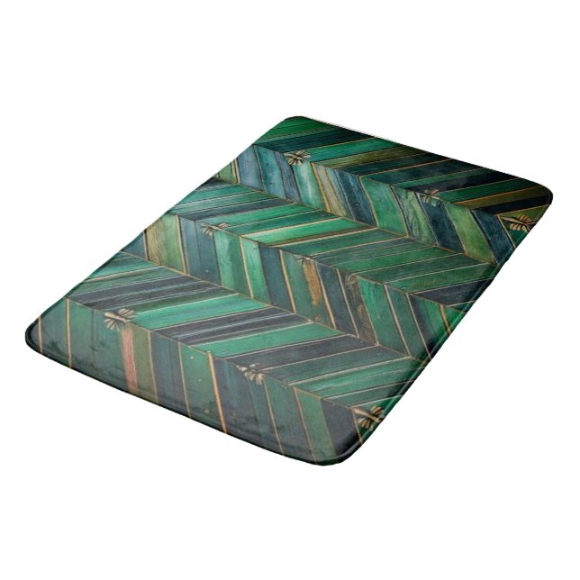 Tapis de Bain Luxueux Chevron Sarcelle et Incursio (Angle)