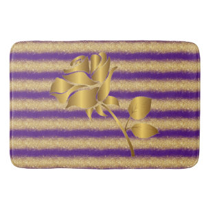 Tapis De Bain Luxueux Floral Purple Gold Parties scintillant