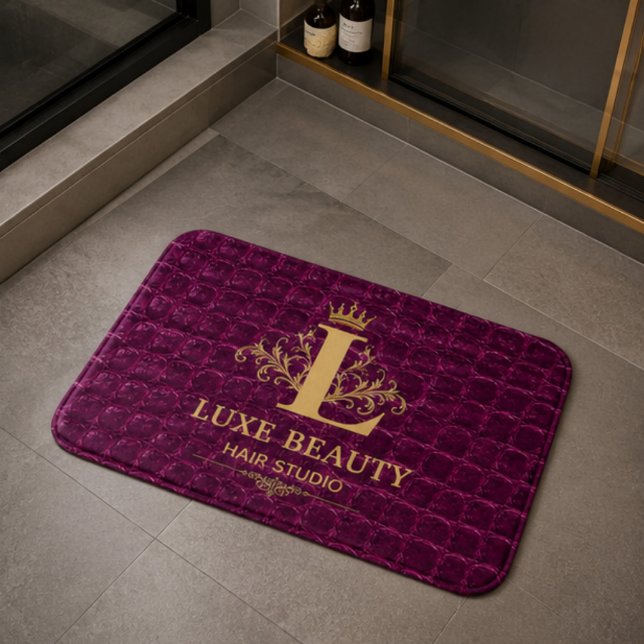Tapis De Bain Luxury Crocodile Leather Monogram Gold Initial  (Créateur téléchargé)