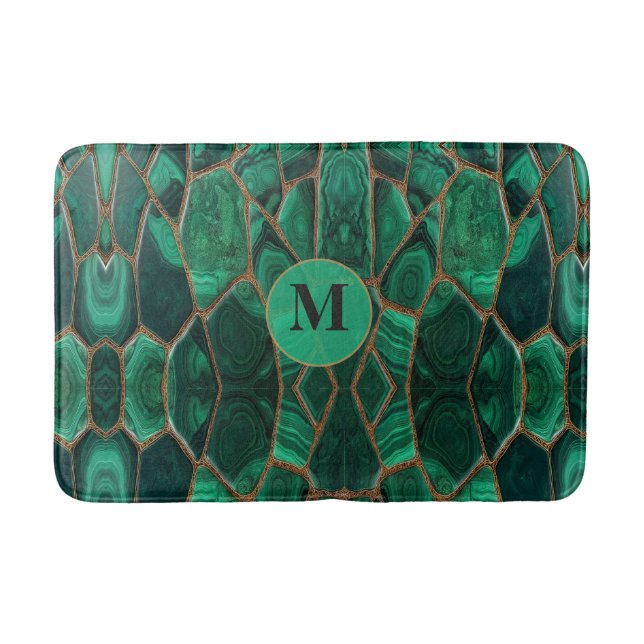 Tapis De Bain Luxury Emerald Malachite Green Marble Abstract (Devant)