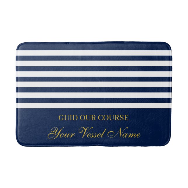 Tapis De Bain Luxury Personalised Nautical Stripes Boat Name (Devant)
