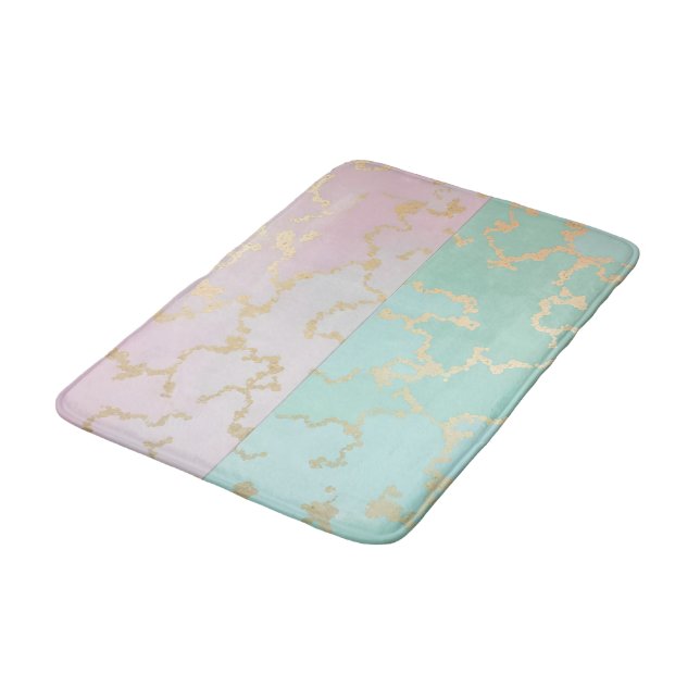 Tapis De Bain Luxury Trendy Blush Pink Soft Mint Gold Collection (Angle)