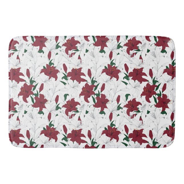 Tapis De Bain Lys de Noël rouges et blancs (Devant)