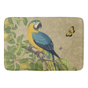 Tapis De Bain Macaw Blue Jaune Tropical Jungle Antique