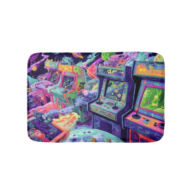 Tapis De Bain Machines de jeux vidéo rétro dans l'espace (Devant)