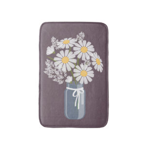 Tapis De Bain Mâchoire blanc Mason Jar sur prune violet