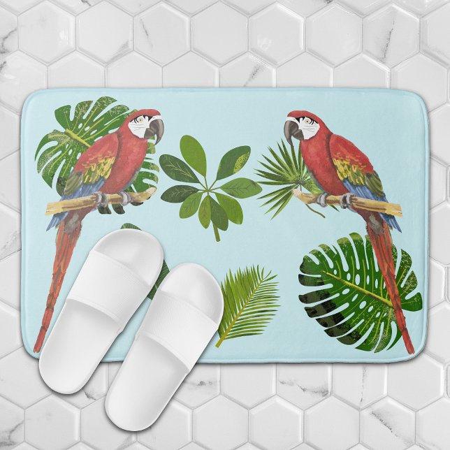 Tapis De Bain Mâchoire Et Foliage Tropical (Créateur téléchargé)