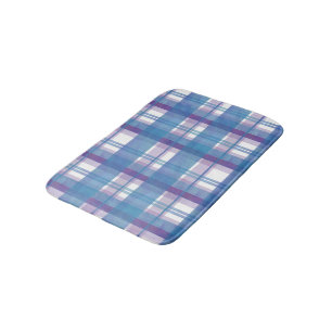 Tapis De Bain Madras Plaid Blue et Purple