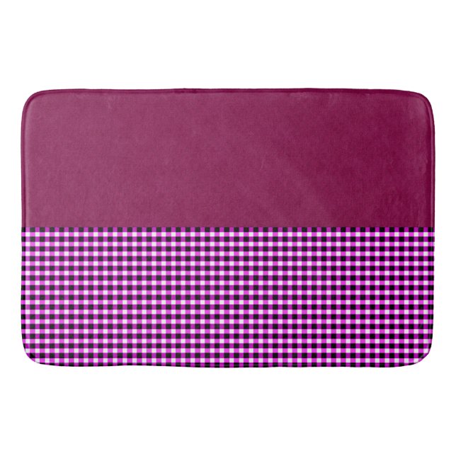 Tapis De Bain Magenta Denim Et Tartan, Matelas En Mousse De Mémo (Devant)