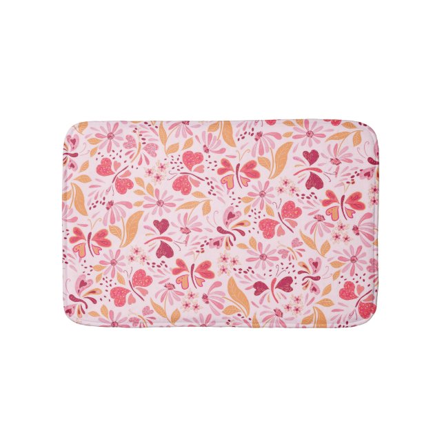 Tapis De Bain Magenta Love & Butterflies_02 Saint-Valentin Mat (Devant)