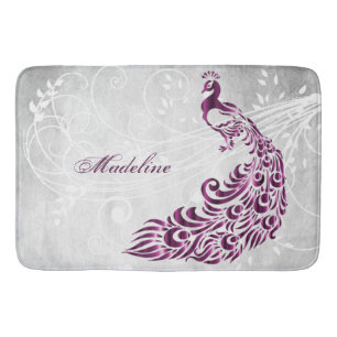 Tapis De Bain Magenta Peacock Bouchon de bain personnalisé