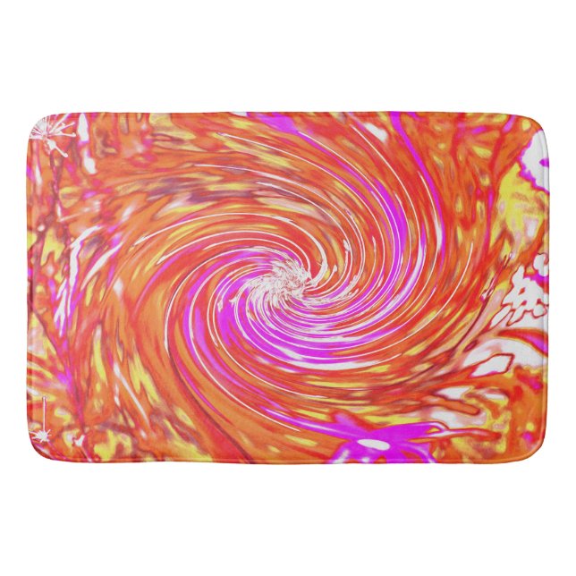 Tapis De Bain Magenta rétro et couleurs d'automne florale (Devant)