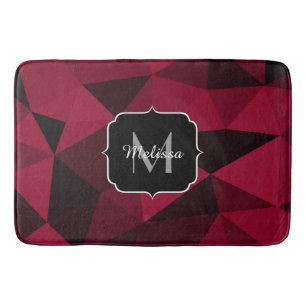 Tapis De Bain Magenta rose rouge noir géométrie motif Monogramme