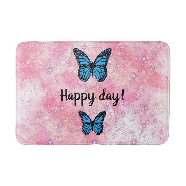 Tapis De Bain Magical blue butterfly pink glitter art (Devant)