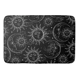 Tapis De Bain Magie Noire Vintage Céleste Soleil Lune Étoiles