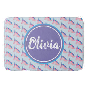 Tapis De Bain Magique rose violet mythique Cheval Unicorne Impri