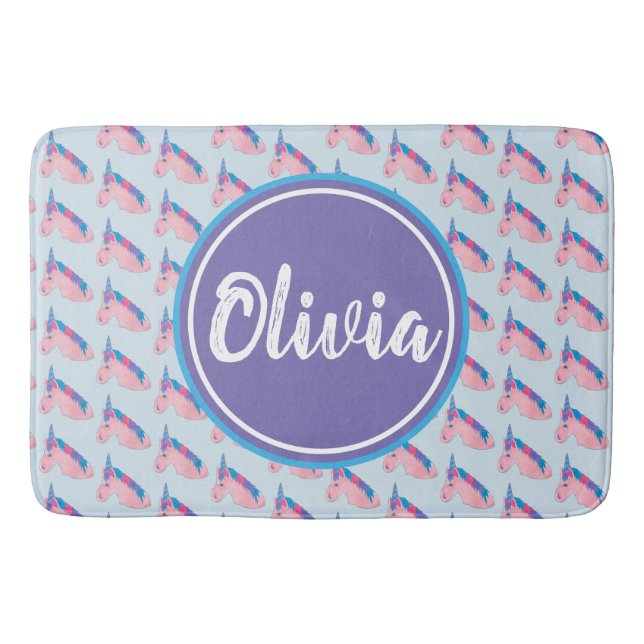 Tapis De Bain Magique rose violet mythique Cheval Unicorne Impri (Devant)