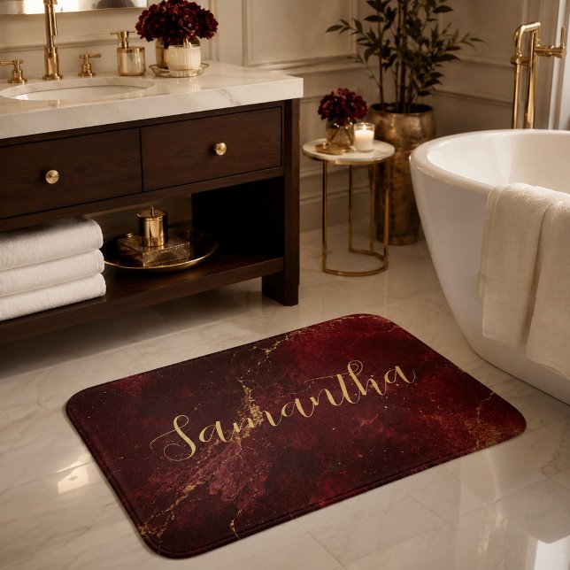 Tapis De Bain Magnifique Marbre Bourgogne Or Script  (Créateur téléchargé)