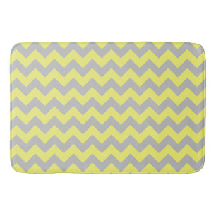 Tapis De Bain Magnifique motif chevron gris jaune
