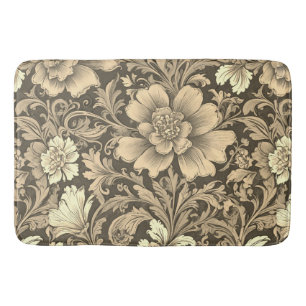 Tapis De Bain Magnifique motif floral sépia vintage