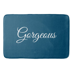 Tapis De Bain Magnifique ou votre message, Script blanc, bleu oc
