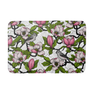 Tapis De Bain Magnolia en floraison et tireur