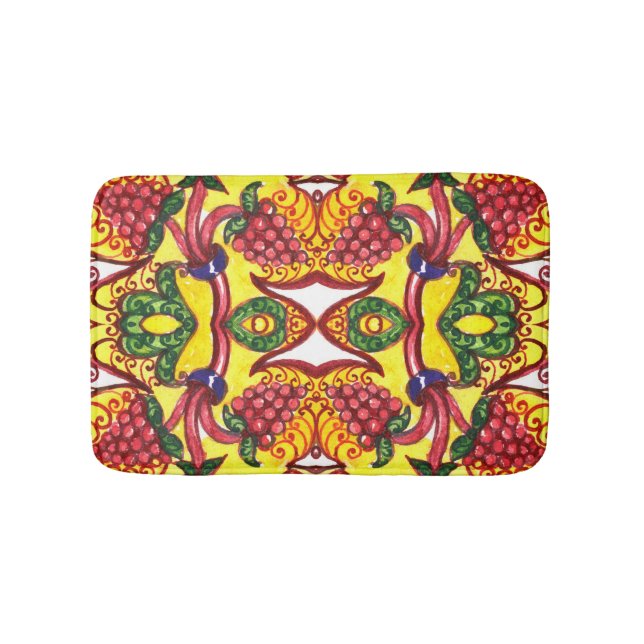 Tapis De Bain Main Dessinée : Élégance Ornementale Florale. (Devant)