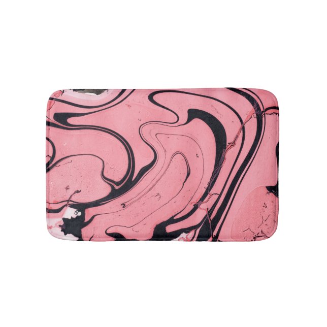 Tapis De Bain Main en marbre rose noir dessinée (Devant)