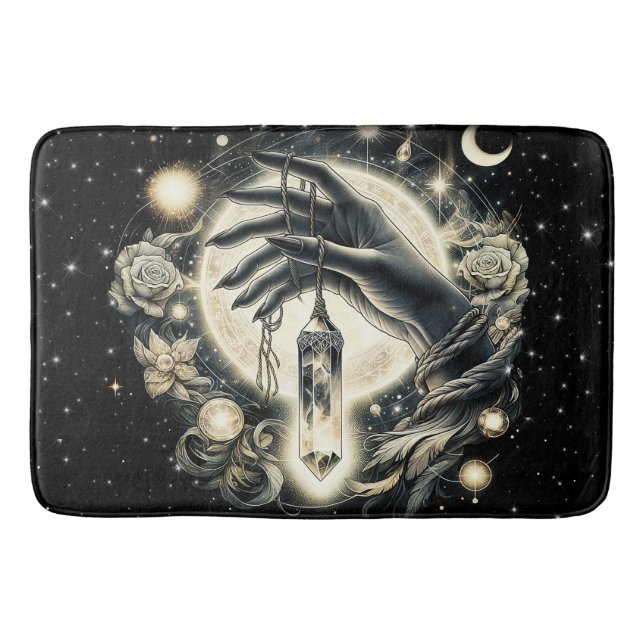 Tapis De Bain Main tenant un cristal sous le clair de lune (Devant)