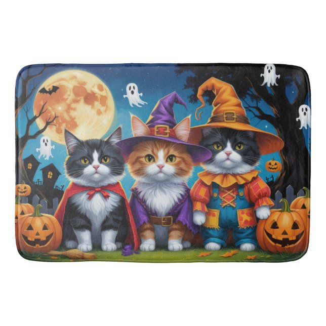 Tapis De Bain Maine Coon Chats Citrouille Halloween Funny