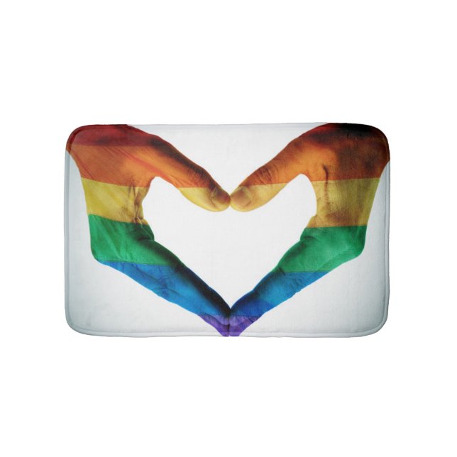 Tapis De Bain Mains peintes comme coeur d'arc-en-ciel (Devant)