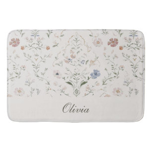 Tapis De Bain Maison de campagne fantaisiste beige monogramme fl