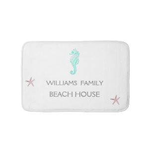 TAPIS DE BAIN MAISON DE PLAGE HIPOCAMPE ET ÉTOILE DE MER / MONOG