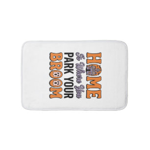 Tapis De Bain Maison d'Halloween Garez Votre Balai Typographie V