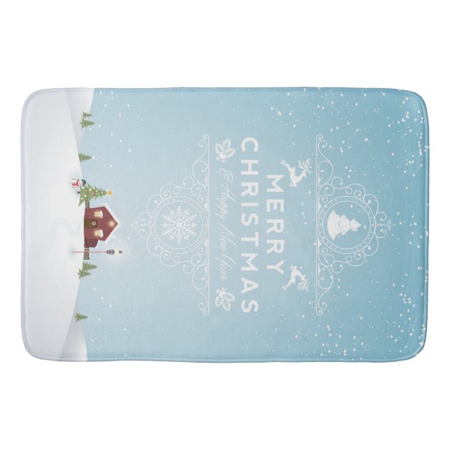 Tapis De Bain Maison en Neige, Joyeux Noël (Devant)