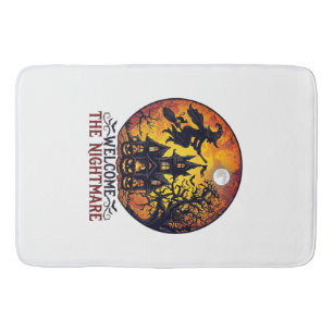 Tapis De Bain Maison Hantée Halloween Bienvenue Cauchemar Volant
