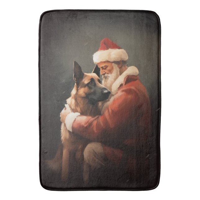 Tapis De Bain Malinoi Belge Avec Noël Festif Du Père Noël (devant Vertical)