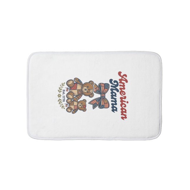 Tapis De Bain Mama Américaine Ours Patriote Patchwork Vector Des (Devant)