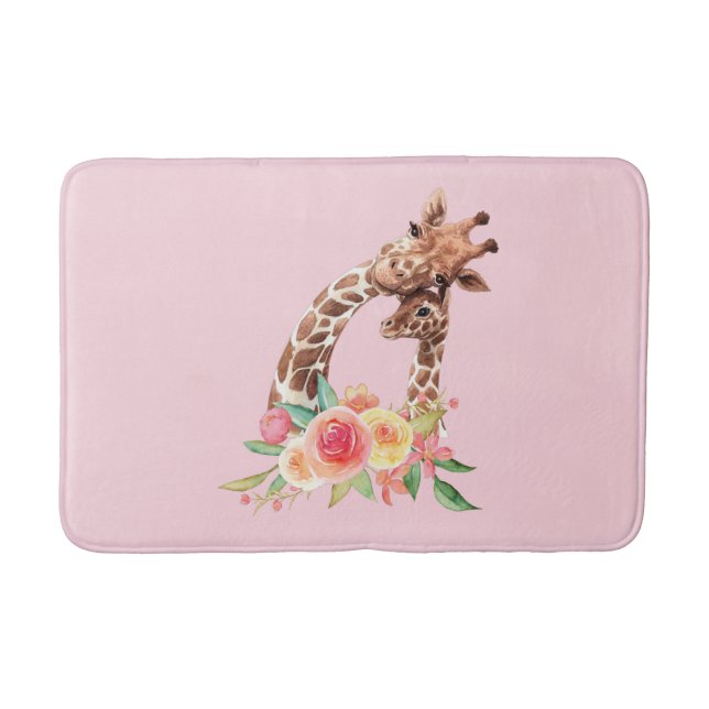 Tapis De Bain Maman & Baby Giraffe Cute Aquarelle (Devant)