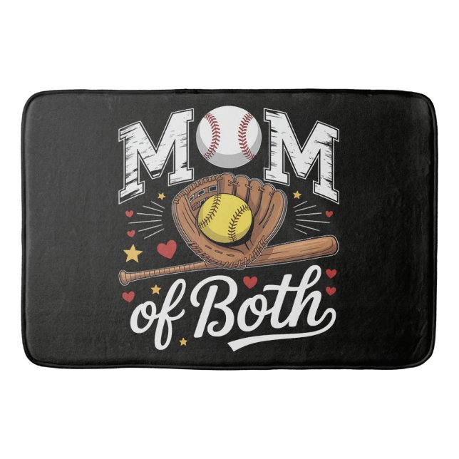 Tapis De Bain Maman de deux Baseball Softball de jour de match  (Devant)