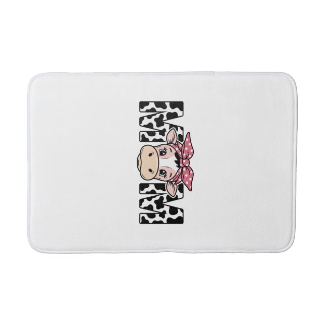 Tapis De Bain Maman Vache Mignonne Nœud Conception Graphique_1 (Devant)