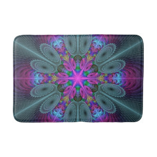 Tapis De Bain Mandala à partir du centre Art fractal coloré avec