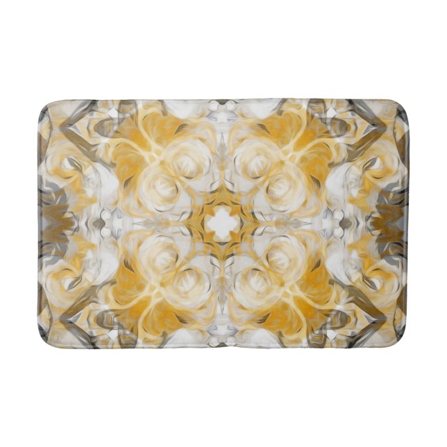 Tapis De Bain mandala Abstrait, ocre, jaune, gris, blanc (Devant)