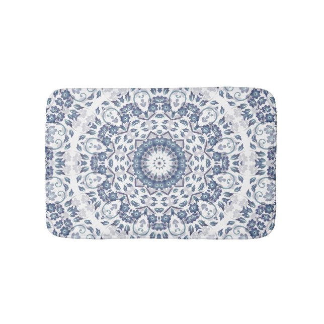 Tapis De Bain Mandala bleu gris (Devant)