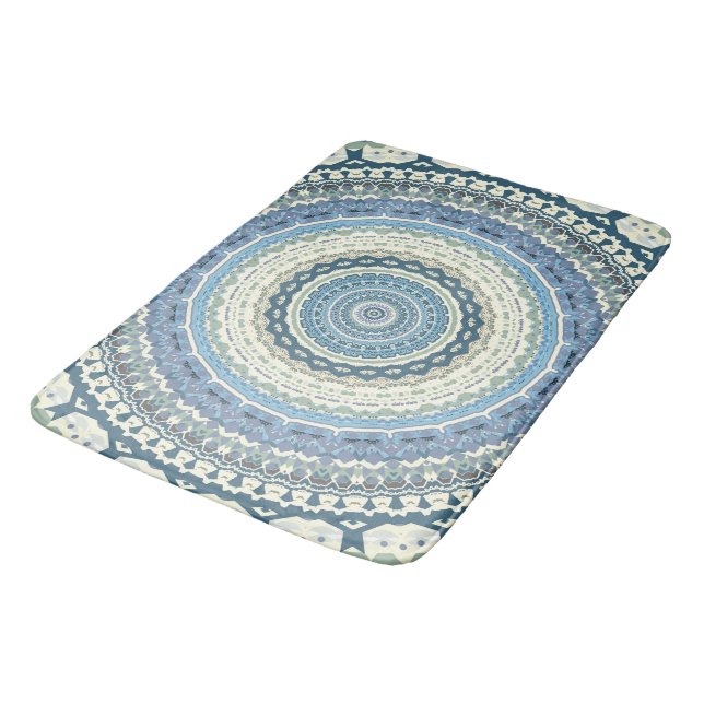 Tapis De Bain Mandala de Lavande Bleue Lumière (Angle)