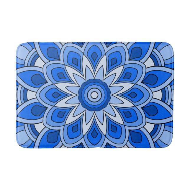 Tapis De Bain Mandala en bleu (Devant)